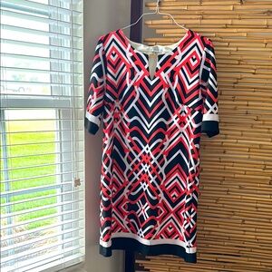 SANDRA DARREN Large Geometric Patterned Women's Dress NWOT